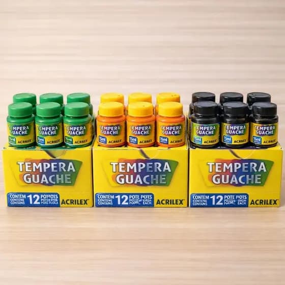 Tinta Guache Acrilex 15ml -Caixa Fechada com 12 Unidades da Mesma Cor