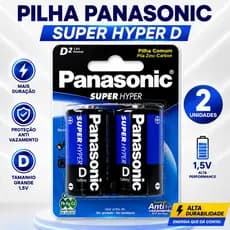 Kit 2 Panasonic Super D R20 Grande 1,5V Energia Confiável