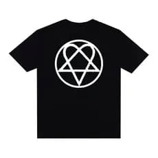 Camiseta Streetwear Oversized Over Gótica Rock Estilosa Larga Y2K Pentagrama Coração Hip Hop Estampado