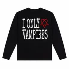 Camiseta De Manga Longa Camisa Unissex Streetwear "I Only <3 Vampires" Gótica Alternativa Estampada Y2K ROck Punk Opium