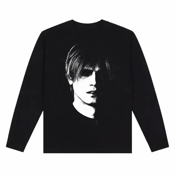 Camiseta De Manga Longa Camisa Streetwear Oversized Over Estampada Resident Evil Leon Swag Alternativa Gótica Y2K