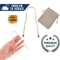 Limpador Raspador de Língua 100% Cobre Puro Ayurveda Higienizador Bucal Lingual - Modelo Premium