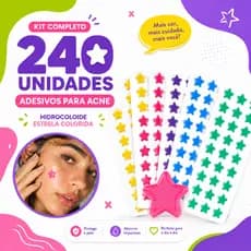 Kit Adesivo Seca Espinha Formato de Estrela Anti‑acne  Proteção Dia e Noite Secativo Inflamada
