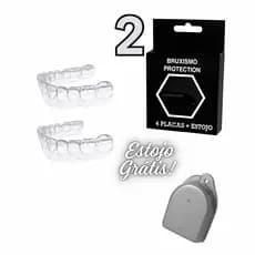 2 Placas Protetor Bucal Moldável (1 par) + Estojo Moldeira Molde Silicone Bruxismo Caseiro Protetor