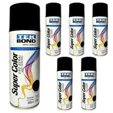 6 TINTAS SPRAY PRETO FOSCO TEKBOND 350ML