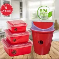 Kit 3 Potes Cozinha Mantimento Plástico Lixeira Cozinha Pequena
