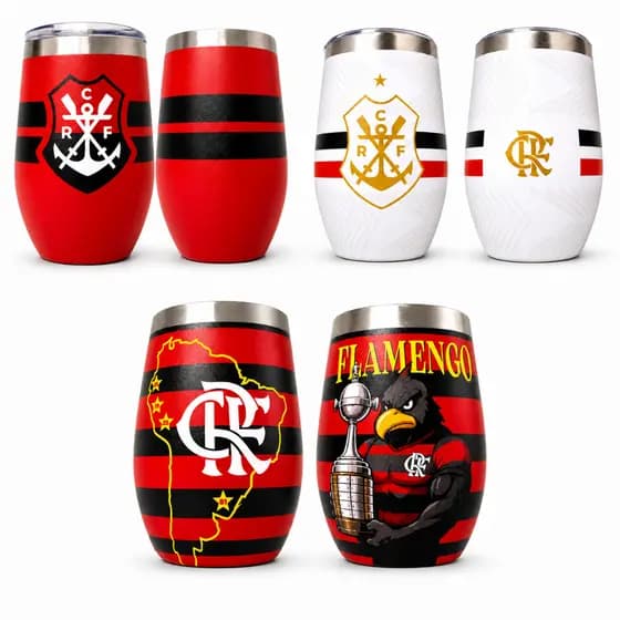 Copo Térmico Cuia com Tampa Estampa Futebol Times 360 HD 350ml