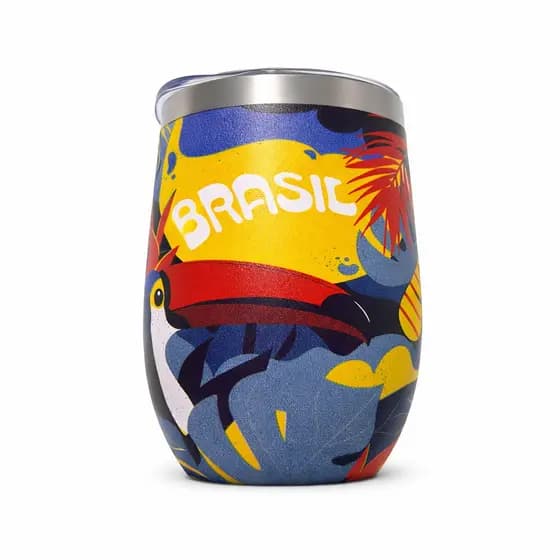 Copo Cuia Térmico Inox Tampa Acrílica 350ml Estampado Brasil