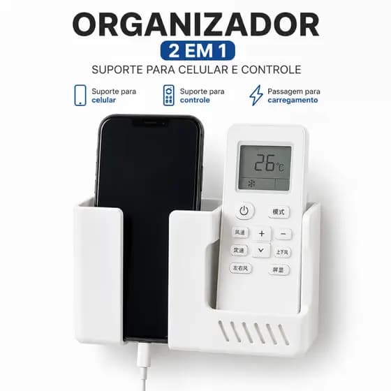 Suporte Parede Multiuso Controle Remoto Celular Organizador Universal Autoadesivo Casa Escritório Quarto Banheiro Cozinh