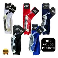 Kit Meia Antiderrapante Futebol + Canelito Pernito Sem Pé Grip Treino Esportivo