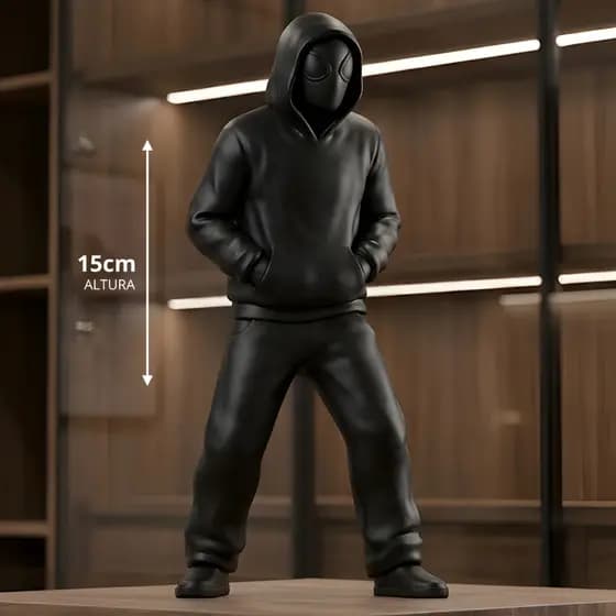 Boneco Homem Aranha Gamer Preto Estilo Urbano Figura Colecionável 15cm Decoração Geek