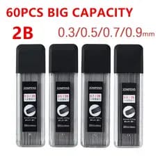 Recarga De Lápis 2B 0.3mm 0.5mm 0.7mm 0.9mm Grafite Mecânico Plástico Recargas De Substituição Automática