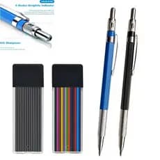 2 Pçs/Set Criativo 2.0mm Conjunto De Lápis Mecânico , 2B Preto/Cor Automático Recarga Chumbo Para Escola Esboçar Materia