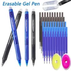 Conjunto De Canetas De Gel Apagáveis Criativas , 57 Peças , 0.5mm , Tinta Preta/Azul , Para Escrita , Hastes De Recargas