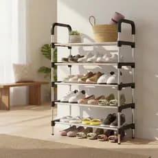 Sapateira Organizadora 5 Prateleiras Multiuso de Aço e Plástico - Suporta até 10 Pares (Compacta e Resistente) 👟✨
