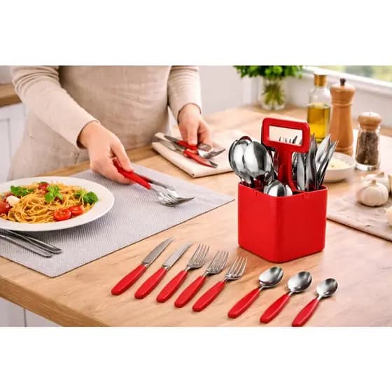 Jogo de Talheres Verona 25 Peças Inox com Suporte Organizador