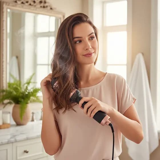 Escova Secadora Profissional 3 em 1 1300W Bivolt Íons - Seca, Alisa e Modela - Acabamento de Salão em Casa
