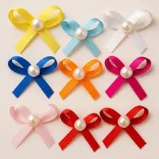 Kit Laços de Cetim nº 1 com Pérola – Laços Luxo para Lembrancinhas, Casamento, Festa e Batizado