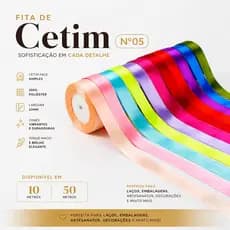 Fita Cetim 05 - 22mm - Aviamento para Laço, Lembrancinha Luxo, 15 anos, Casamento, Festa, Batizado