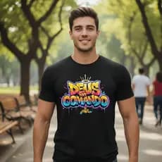 Camiseta Deus no Comando Graffiti – Moda Cristã Streetwear Gospel Unissex Premium