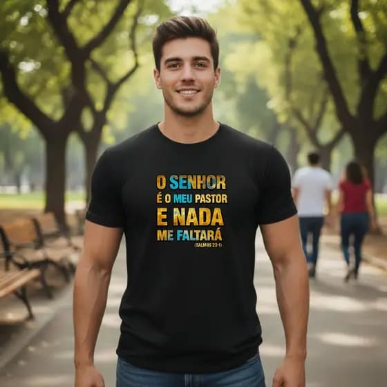 Camiseta camisa O Senhor é o meu pastor e nada me faltara blusa 100% algodão premium envio imediato