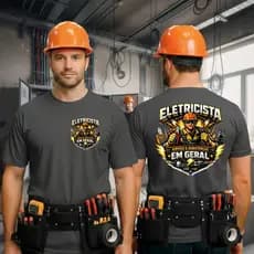 Camisa para Eletricista Camiseta de Trabalho Uniforme Profissional Autônomo