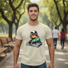 Camiseta Masculina Algodão Capivara DJ Manga Curta Promoção