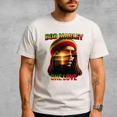 Camiseta Streetwear Masculina One Love Bob Marley 100% Algodão Musica Regga Camisa 100% Algodão Premium