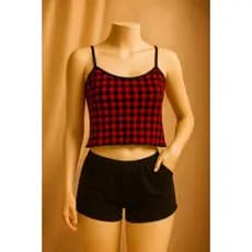 pijama adulto croped multicolorido p a gg.