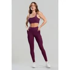 Conjunto Fitness Feminino Calça Legging Com Bolso + Top Alcinha Academia Yoga Academia Crossfit Poliamida