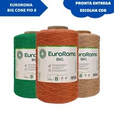 Barbante EuroRoma Big Nº 8 1,8kg 1371m Fio para Crochê Artesanato 85% Algodão