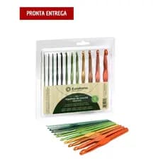 Kit com 12 Agulhas Em Alumínio para Crochê EuroRoma