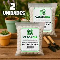 Kit 2x Pedra Dolomita Branca Seixo Decorativa para Vasos e Jardins Ornamentais - 1,8 kg