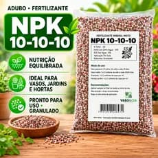Adubo Fertilizante NPK 10-10-10 para Grama, Plantas, Flores e Folhagens - 500g, 1kg, 2kg, 5kg