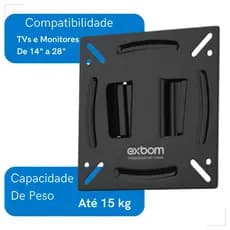 Suporte Para TV e Monitor Universal De Parede Fixo 14" a 28" Polegadas EXBOM Padrão VESA