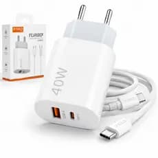 Carregador Turbo 40w Kit Fonte e Cabo USB-C Premium Agold