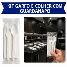 Kit Talher Descartável Garfo e Colher com Guardanapo – Embalagem Individual Higiênica para Restaurantes e Delivery