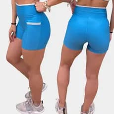 Shorts Feminino Bolso Academia Meia Coxa Fitness Roupa Ginástica Corrida Ciclismo Zero Transparência