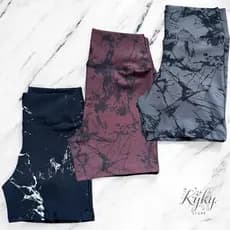 Kit 3 Shorts Meia Coxa Marmorizado Tie Dye Roupa Feminina Academia Fitness Zero Transparência