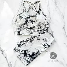 Conjunto Shortinho Top Academia Marmorizado Tie Dye Degrade Fitness Ginastica Academia Corrida Mesc