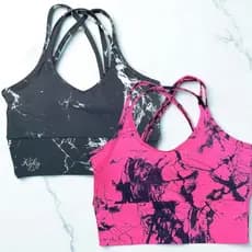 Kit 2 Top Trançado Bojo Tie Dye Marmorizado Roupa Academia Moda Feminina Premium Cropped Sutiâ