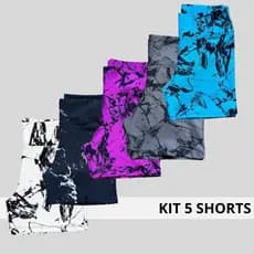 Kit 5 Shorts Fitness Marmorizado Feminino Cintura Alta Academia Corrida Caminhada Premium Tendência