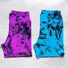 Kit 2 Short Fitness Marmorizado Roupa Academia Cintura Alta Feminino Tie Dye Zero Transparencia