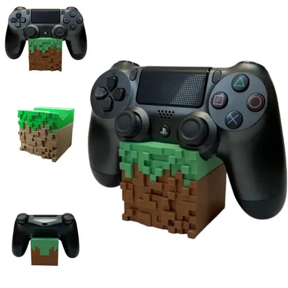 Suporte para Controle PS4/PS5 Minecraft – Base Decorativa Gamer, Estável, Resistente, Setup Geek!