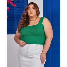 Cropped Tricot Plus Size Básico Liso Modal