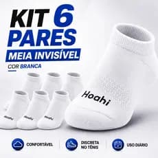 Kit 6 Pares Meia Invisível Hoahi Branca Soquete Sapatilha Algodão Unissex 39 ao 43