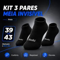 Kit 3 Pares Meia Invisível Hoahi Sapatilha Soquete Cano Baixo Algodão Unissex Antiderrapante