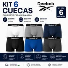 Kit 6 Cueca Boxer Reebok Microfibra Cueca Sem Costura Cueca Box Confortável Macia Lisa Cueca Adulto