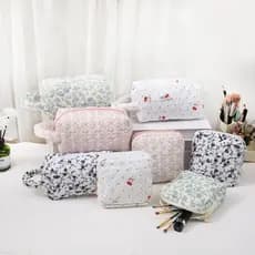 Bolsa cosmética Floral de algodão bolha transfronteiriça, portátil, portátil, bolsa de armazenamento de cosméticos, gran