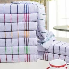 Kit 12 Copa Pano de Prato Listrado Atoalhado Felpudo 100% Algodão